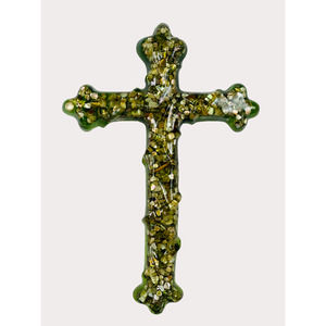 Lucite Mother of Pearl Christian Cross Crucifix Symbol of Faith & Hope VTG 8.25"